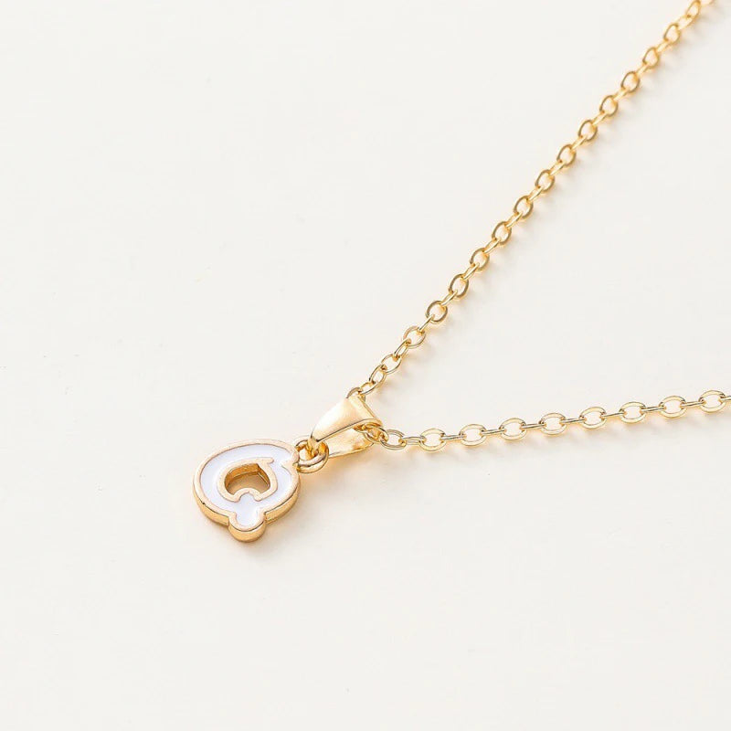 Name Initial Necklace For Women Simple Enamel A-Z Alphabet Pendants Choker Letter Necklaces Fashion Clavicle Chain Jewelry Gifts