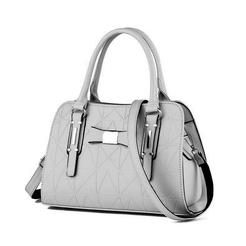 Large Capacity Butterfly Knot Women's Handbag Fashionable Embossed PU Leather.