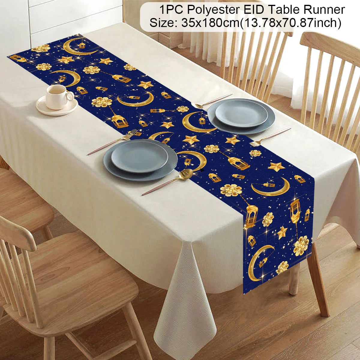 Ramadan Kareem Polyester Table Runner Decoration For Home Islamic Muslim Party Supplies Gift EID Mubarak