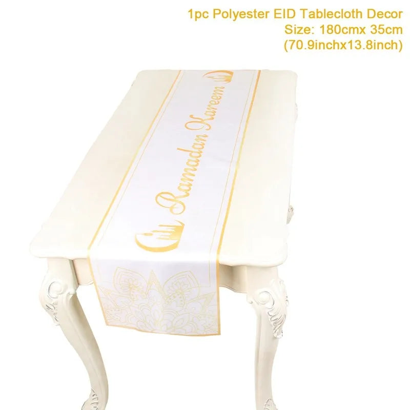 Ramadan Decor Table Runner EID Mubarak Decoration For Home Tablecloth Ramadan Kareem Islamic Muslim Party Eid Al Adha Gifts