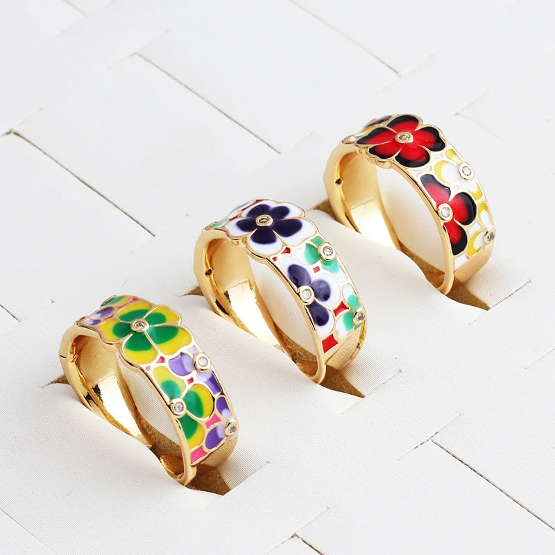 Rings For Women Creative Handmade Enamel Craft Women's Rings Jewelry Epoxy Craft Womens Rings