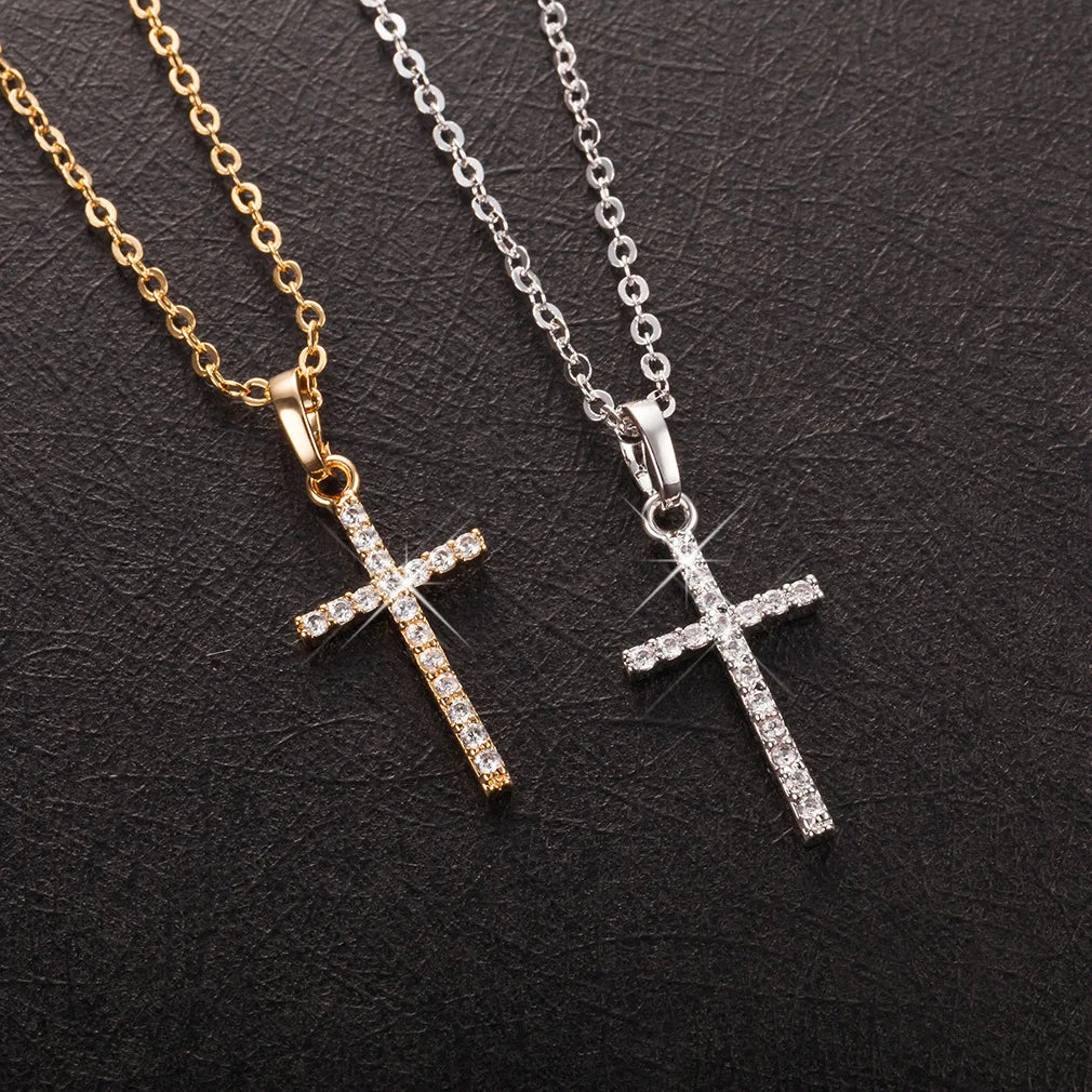 Hot Selling Jewelry Cross Pendant Necklace With Zircon Fashionable And Personalized Design.