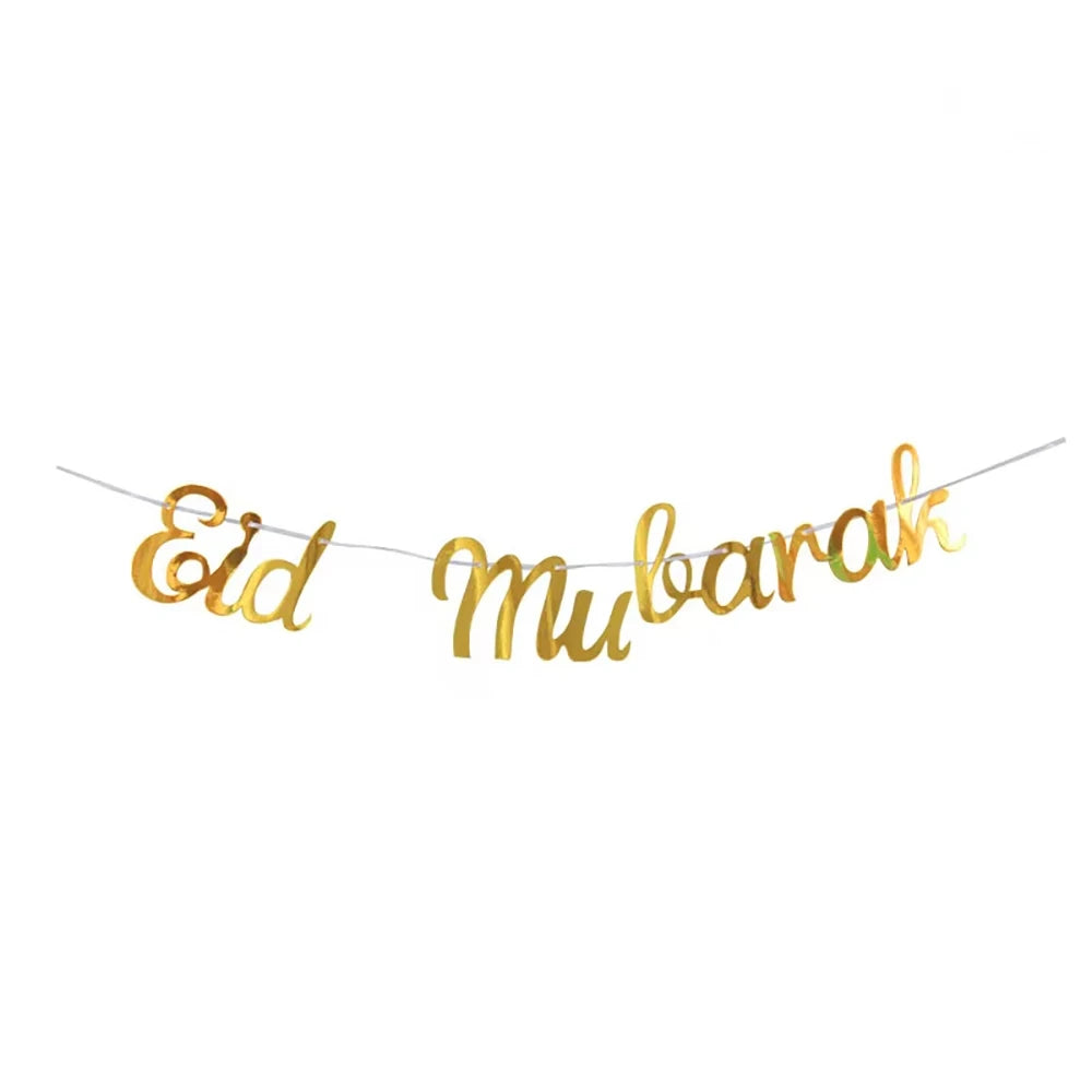 Eid Mubarak Banner,Ramadan Gold Banner Garlands,Ramadan Kareem Islamic Muslim Party Home Decor