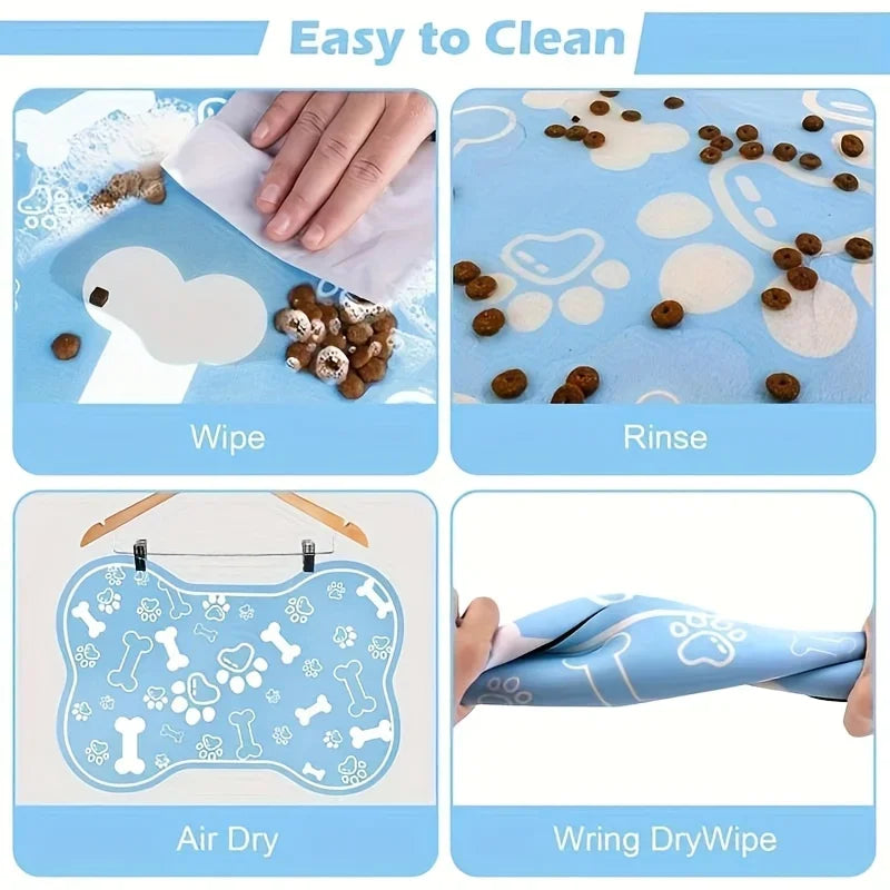Pet Feeding Mat Non slip, Scratch resistant, Quick drying Pet Meal Mat, Suitable for Dogs and Cats - Easy to Clean