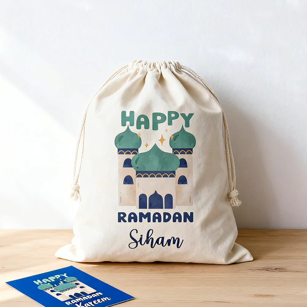 30x40cm Personalised Happy Ramadan Gift Bag for Kids Boys Girls Eid gift Al-Fitr Muslim Islamic Gift Ramadan Decoration