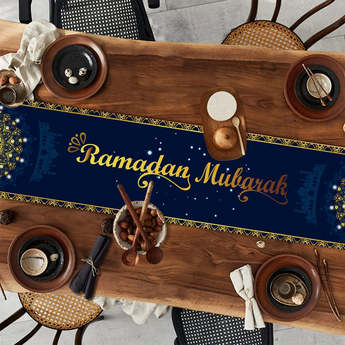 Ramadan Decor Table Runner EID Mubarak Decoration For Home Tablecloth Ramadan Kareem Islamic Muslim Party Eid Al Adha Gifts
