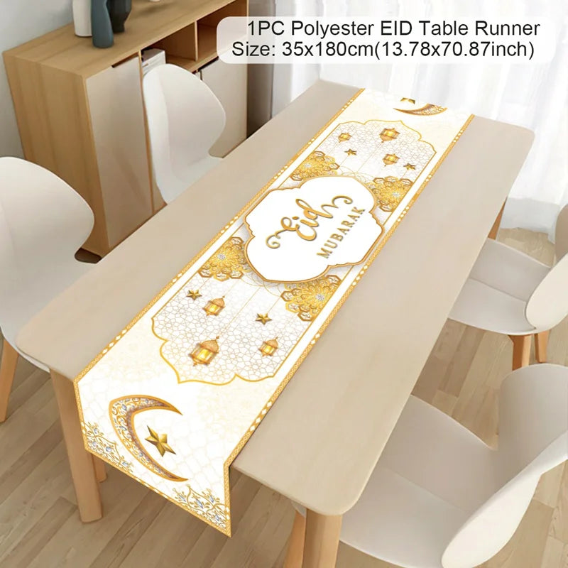 Ramadan Kareem Polyester Table Runner Decoration For Home Islamic Muslim Party Supplies Gift EID Mubarak