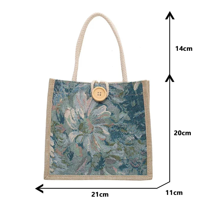 Women Ins Style Portable Hand Bag Linen Bag Students Handbags.