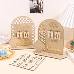 Ramadan Wooden Countdown Calendar, Islamic Eid Flip Desk Calendar