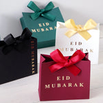 5-Piece Eid Gift Box Is Decorated with Ribbon Bows and Exquisite Paper Packaging, Suitable for Holiday Parties, and Can Hold Candies, Cookies, Jewelry
