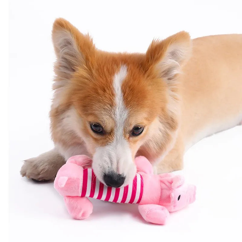 Pet Toys with Striped Plush Dog That Can Be Bitten Until They Soft They Grind Their Teeth and Play with Cats Pet Supplies