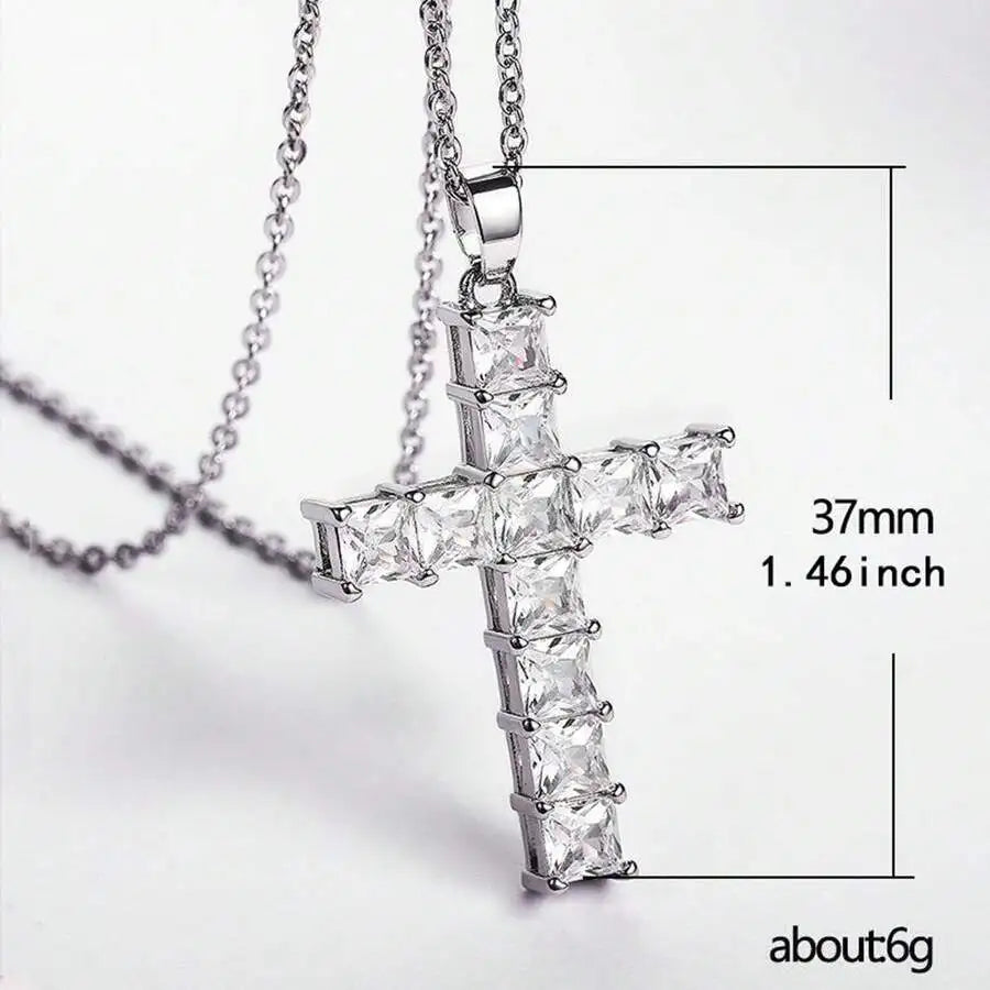 New Fashion Necklaces Female Pendants Gold Multi Color Crystal Jesus Cross Pendant For Women