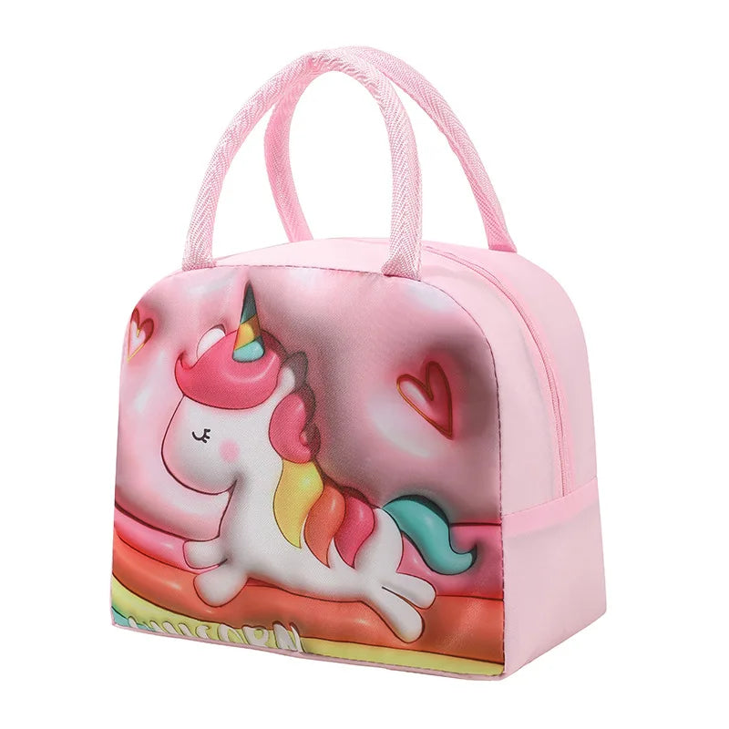 Kids Lunch Bag for School Portable Thermal Bag Children Cartoon Insulated Lunch Bag.