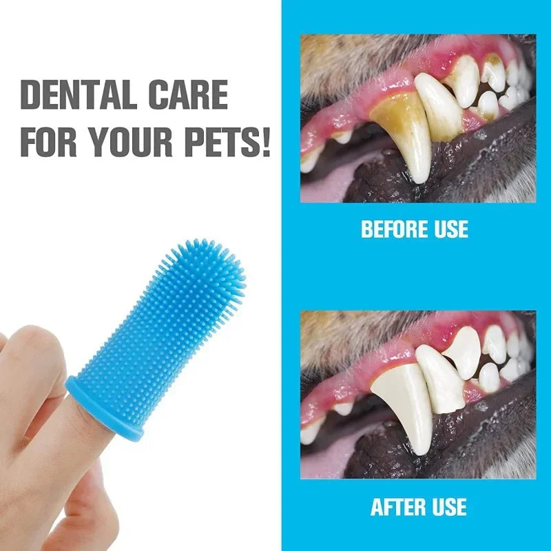 Dog & Cat Super Soft  pet Finger Toothbrush Teeth Cleaning Breath Care Nontoxic Silicone Tooth Brush