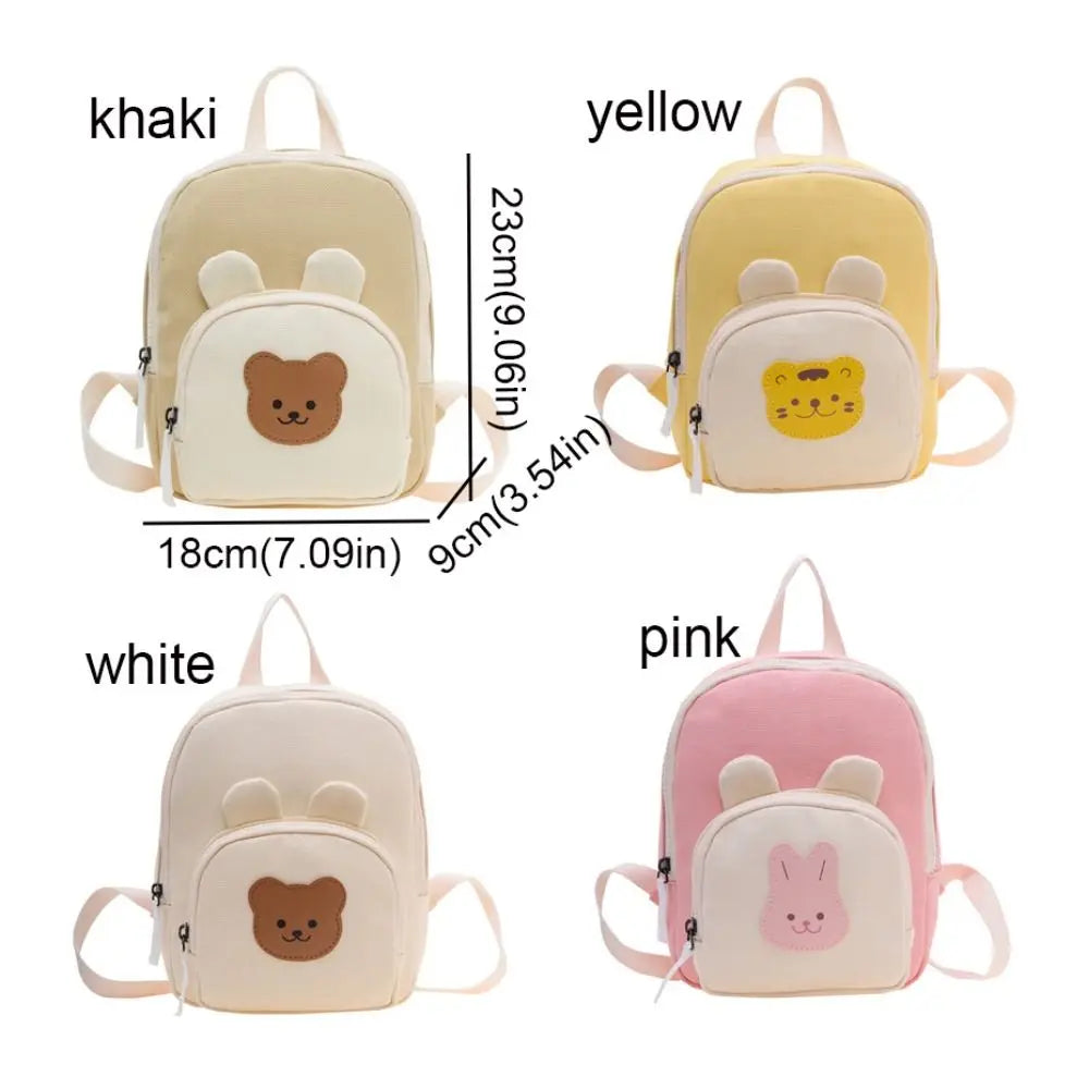 Cute Korean Kindergarten Schoolbag Canvas Cartoon Bear Children's Handbags.