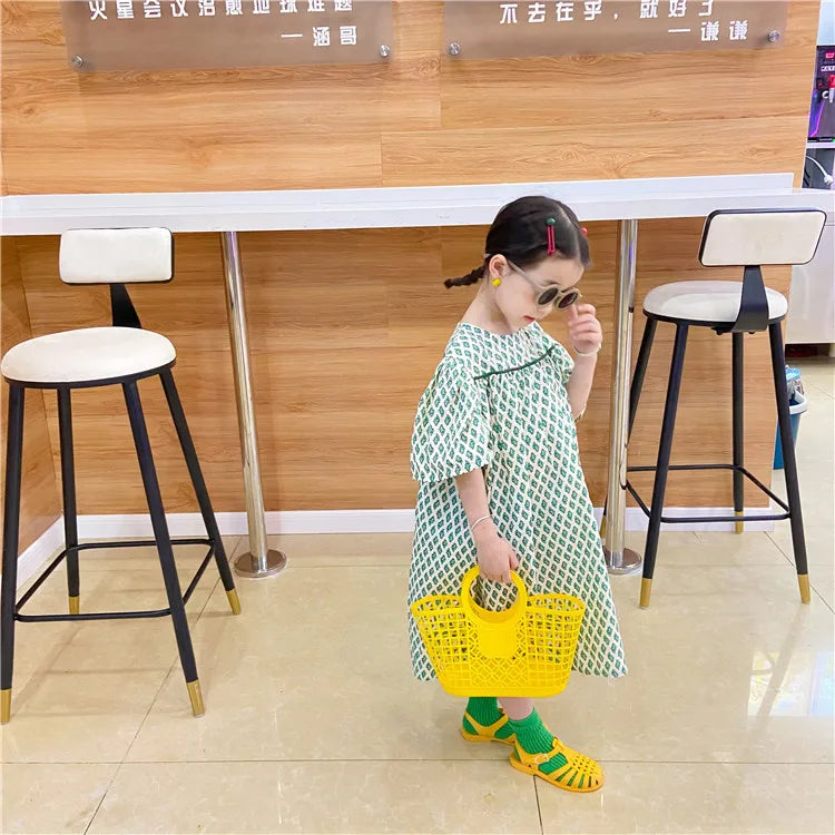 Summer Fashion Children's Beach Handbag Cute Baby Girls Plastic Hand Carrying Tote Bag.