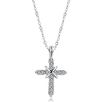 Cross Pendant Necklace For Women Iced Out Crystal Silver Plated Chain Collar Choker Necklace.