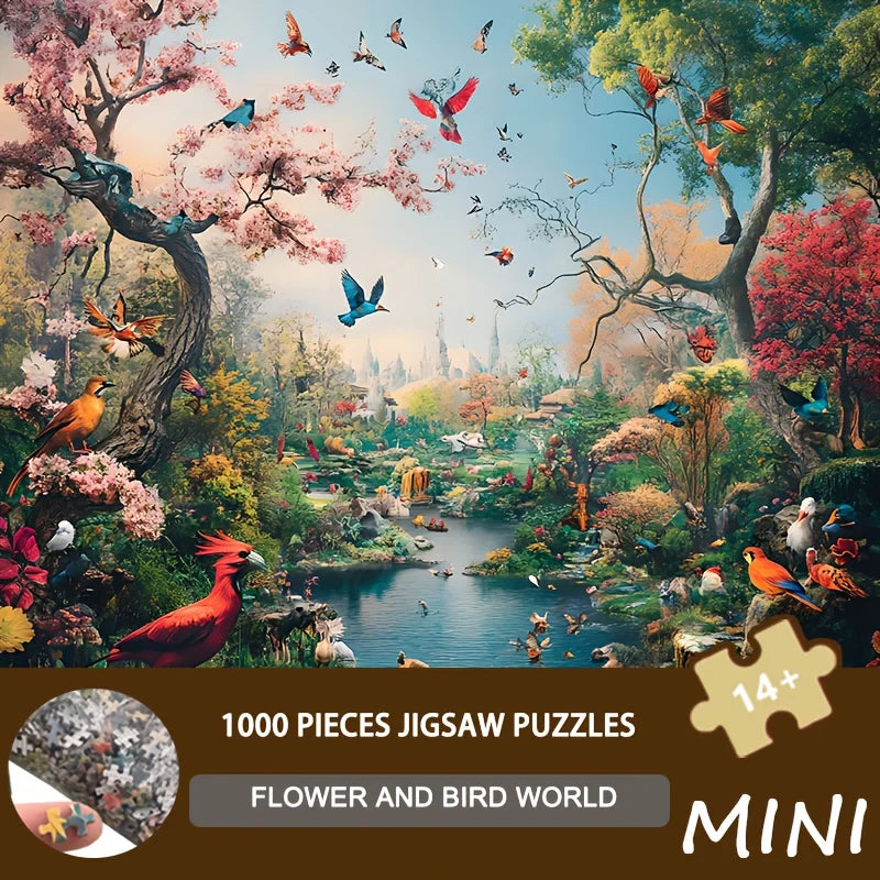 Mini Size Puzzle 1000 Pieces Flower and Bird World Art
