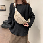 Women Waist Bag Corduroy Student Shoulder Handbag Crossbody Chest Breast Bag.
