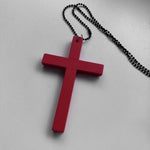 New Gothic Cool Y2K Wood Cross Pendants Necklaces Unisex Charm Chain Choker Necklace Fashion Jewelry