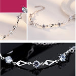 925 Sterling Silver Jewelry Bracelets for Women Trendy Amethyst Charm Wedding Gift