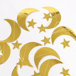 Ramadan Gold Glitter Moon Star Hanging Garland Eid Mubarak Home Decor Ramadan Kareem Islamic Muslim Party Eid Al-Fitr Gifts