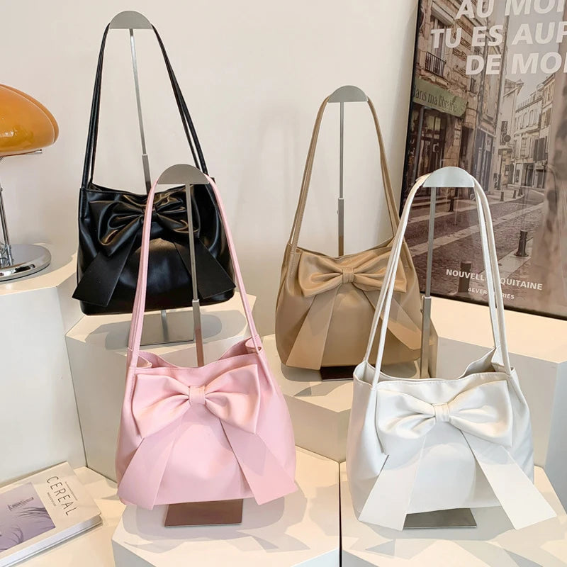 Fashion Bow Handlebags For Women Shoulder Bags Leisure Armpit Bag Shopping Versatile Bags.