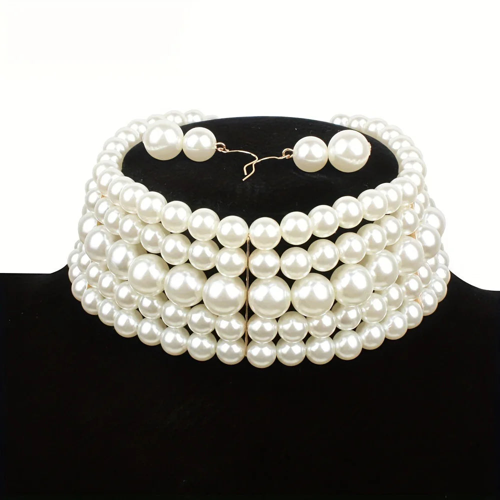 Pearl Beaded Necklace for Women Multilayer Choker Trend Chain Collares On The Neck Chokers Female Party Accessories