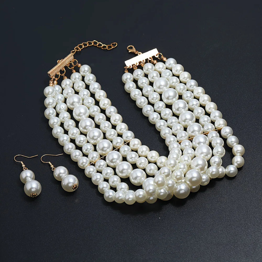 Pearl Beaded Necklace for Women Multilayer Choker Trend Chain Collares On The Neck Chokers Female Party Accessories