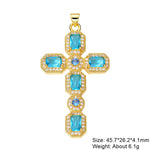 Religious Talisman Jewelry Accessories Handmade 18K Real Gold Plated Cz Paved Catholic Christian Cross