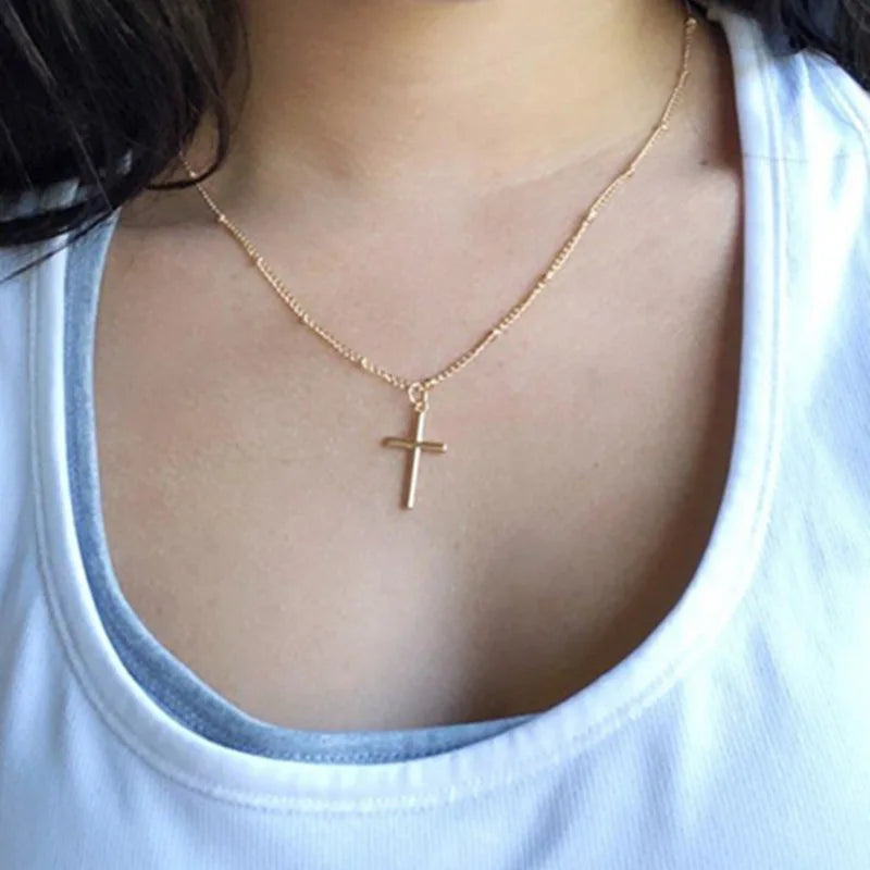 HipHop Fashion Cross Necklace For Women Crystal Zircon Men Metal Chains Choker Jesus Pendants Jewelry Gift