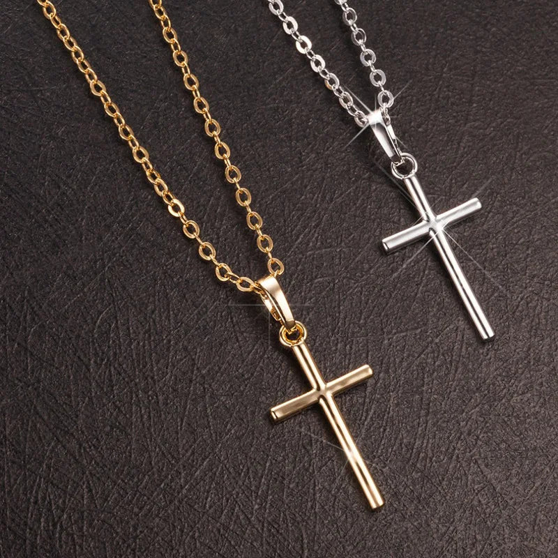 HipHop Fashion Cross Necklace For Women Crystal Zircon Men Metal Chains Choker Jesus Pendants Jewelry Gift