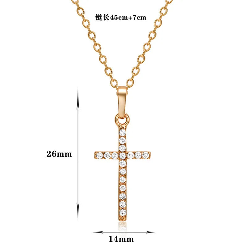 HipHop Fashion Cross Necklace For Women Crystal Zircon Men Metal Chains Choker Jesus Pendants Jewelry Gift